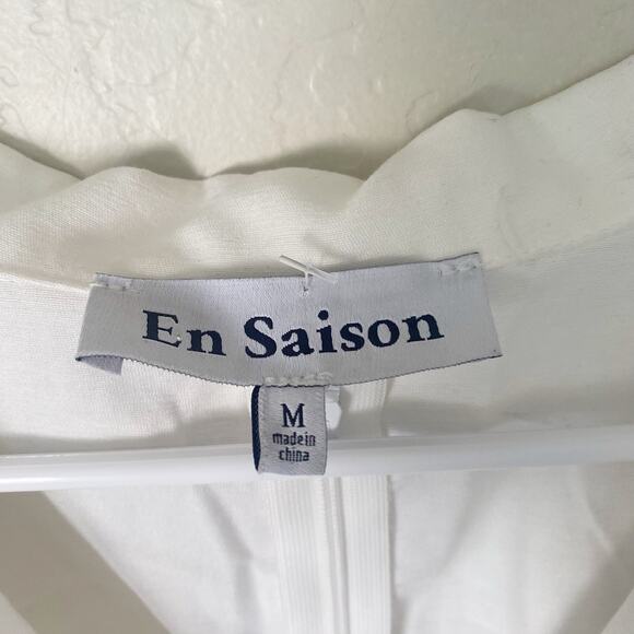 En Saison White Linen Mini Paz Cut Out Side Collared Mini Dress Size M - Picture 6 of 7